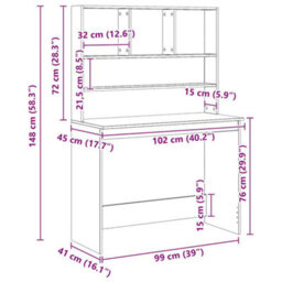 Walplus Desk With Shelves Artisan Oak 102X45X148 Cm Engineered Wood - thumbnail 9