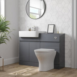 Affine Bathroom Toilet Wc Basin Sink Vanity Unit Combination Grey Gloss 600mm - thumbnail 2