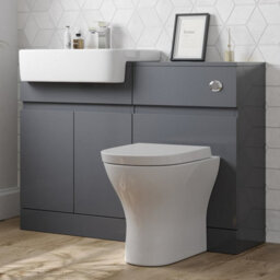 Aveli Bathroom Toilet Wc Basin Sink Vanity Unit Combination Grey Gloss 600mm