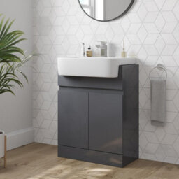 Affine Bathroom Toilet Wc Basin Sink Vanity Unit Combination Grey Gloss 600mm - thumbnail 5