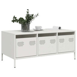 Berkfield Coffee Table White 101.5X50X43.5 Cm Cold-Rolled Steel - thumbnail 3