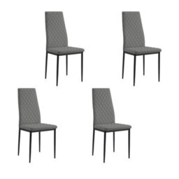 Home Detail Sona Faux Leather Dining Chair Set Of 4, Grey With Black Legs - thumbnail 1