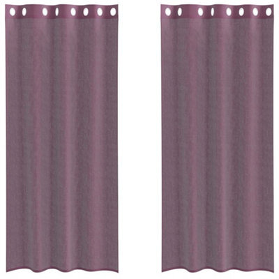 Berkfield Durable Voile Curtains With Grommets 2 Pcs Purple 140X225 Cm - image 1