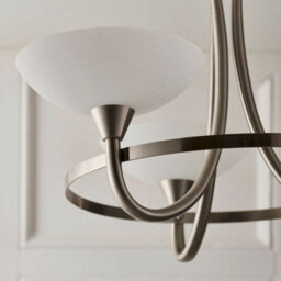 Semi Flush Ceiling Light Satin Chrome & White 3 Bulb Hanging Pendant Lamp Shade - thumbnail 3