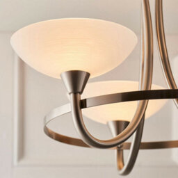 Semi Flush Ceiling Light Satin Chrome & White 3 Bulb Hanging Pendant Lamp Shade - thumbnail 4