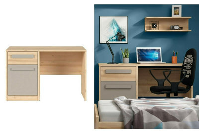 Impact Furniture Office Desk With Drawer Storage Cupboard Home Study Beech Effect Grey Namek - image 1