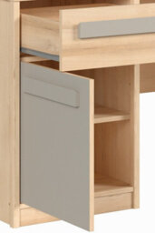 Impact Furniture Office Desk With Drawer Storage Cupboard Home Study Beech Effect Grey Namek - thumbnail 4
