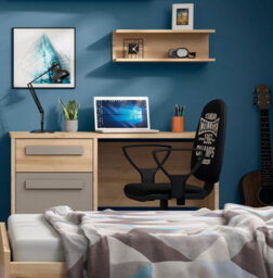 Impact Furniture Office Desk With Drawer Storage Cupboard Home Study Beech Effect Grey Namek - thumbnail 9