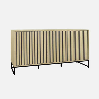 Sweeek - 160Cm Contemporary Sideboard With Wood Effect Natural 160X40X77 Cm - Lisbonne - image 1