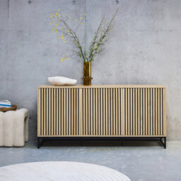 Sweeek - 160Cm Contemporary Sideboard With Wood Effect Natural 160X40X77 Cm - Lisbonne - thumbnail 4