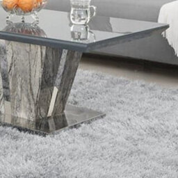 Furniture in Fashion Melange Marble Effect Glass Top High Gloss Coffee Table In Grey - thumbnail 2