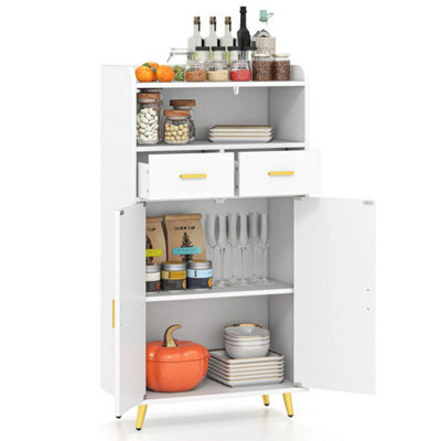 Kitchen Storage Cabinet 2 Door Buffet Sideboard With 2 Drawers White - image 1