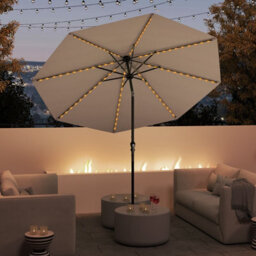 Costway 2.9M Solar Patio Umbrella W/ Led Lights Outdoor Market Sunshade Table Parasol-Brown - thumbnail 3
