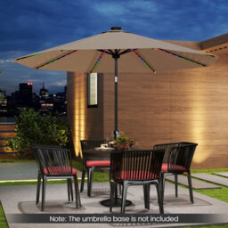 Costway 2.9M Solar Patio Umbrella W/ Led Lights Outdoor Market Sunshade Table Parasol-Brown - thumbnail 4