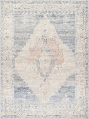 Livabliss Becki Owens Luca-Vintage Blue Brown Green Traditional Vintage Boho Living Dining Bedroom Rug 160 X 213 Cm Easy Care, Non Shedding - image 1