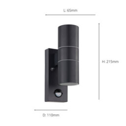Eglo Riga 5 Black Metal Ip44 Outdoor Wall Light 2 Light (Inclusive), (D) 6.5Cm - thumbnail 2