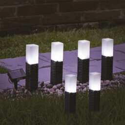 Carbeth Plants Rattan Pathway Lights 6 Piece - White Led Decorative Stake Lights For Paths, Patios & Borders - thumbnail 2