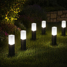 Carbeth Plants Rattan Pathway Lights 6 Piece - White Led Decorative Stake Lights For Paths, Patios & Borders - thumbnail 3