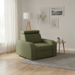 Oslo M 1 Armchair With Adjustable Headrest Mdf And Particle Board Frame Upholstered Back 105X100X85 100Cm Olive - thumbnail 1