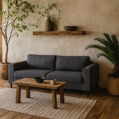 Wyld Haus San Sebastian 3-Seater Sofa, Dark Grey Fabric, Black Steel Legs - image 1