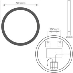 600mm Round Ip44 Led Bathroom Mirror With Demister And Adjustable Brightness - thumbnail 4