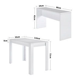 Living And Home Dining Table And Chairs Set Of 3 White Modern Dining Table And Benches Dining Set - thumbnail 6