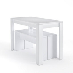 Living And Home Dining Table And Chairs Set Of 3 White Modern Dining Table And Benches Dining Set - thumbnail 4