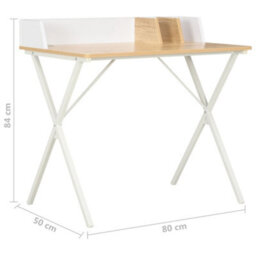 Berkfield Desk White And Natural 80X50X84 Cm - thumbnail 7