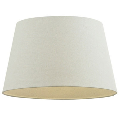 "12"" Inch Round Tapered Drum Lamp Shade Ivory Linen Fabric Cover Simple Elegant" - image 1