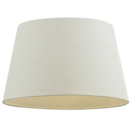 "12"" Inch Round Tapered Drum Lamp Shade Ivory Linen Fabric Cover Simple Elegant"