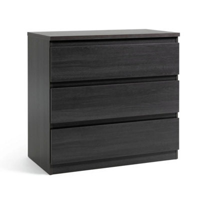 Black Oak Effect 3 Drawer Dark Wood Storage Chest - image 1