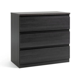 Black Oak Effect 3 Drawer Dark Wood Storage Chest - thumbnail 1