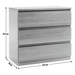 Black Oak Effect 3 Drawer Dark Wood Storage Chest - thumbnail 2