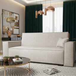Viva Vox Iv Sofa Bed With Storage And Sleeping Function Wooden Legs Free Standing 192X88X102 Cm Cream - thumbnail 1