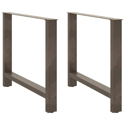 Berkfield Dining Table Legs Natural Steel 2 Pcs 90X(72-73) Cm Steel - image 1
