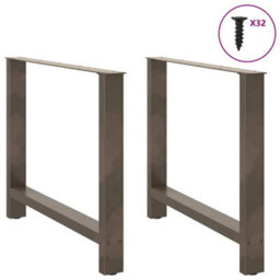 Berkfield Dining Table Legs Natural Steel 2 Pcs 90X(72-73) Cm Steel - thumbnail 3