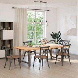 Berkfield Dining Table Legs Natural Steel 2 Pcs 90X(72-73) Cm Steel - thumbnail 2