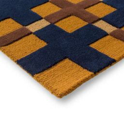 Brink & Campman Decor Milano 097806 Golden Ochre Chequered Handmade Wool Rug-140Cm X 200Cm - thumbnail 4
