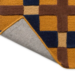 Brink & Campman Decor Milano 097806 Golden Ochre Chequered Handmade Wool Rug-140Cm X 200Cm - thumbnail 5