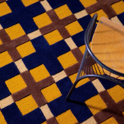 Brink & Campman Decor Milano 097806 Golden Ochre Chequered Handmade Wool Rug-140Cm X 200Cm - thumbnail 2