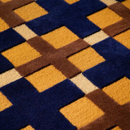Brink & Campman Decor Milano 097806 Golden Ochre Chequered Handmade Wool Rug-140Cm X 200Cm - thumbnail 3