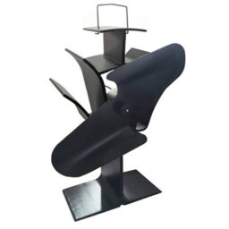 Sundaze Black 2 Blade Heat Powered Fan For Log Burner Stove Fireplace Eco Friendly With Thermostat - thumbnail 2