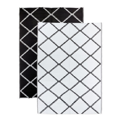 Relsy Extra Large Garden Outdoor Rug For Patio, Reversible Chevron Colours, Black & White Waterproof Area Rug 180 X 270Cm - image 1