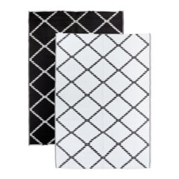 Relsy Extra Large Garden Outdoor Rug For Patio, Reversible Chevron Colours, Black & White Waterproof Area Rug 180 X 270Cm - thumbnail 1