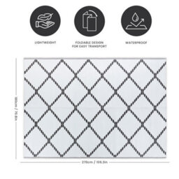 Relsy Extra Large Garden Outdoor Rug For Patio, Reversible Chevron Colours, Black & White Waterproof Area Rug 180 X 270Cm - thumbnail 3
