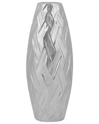Beliani Silverstone Stoneware Bottle Vase, Light Silver Glazed, 12X12X33Cm - image 1
