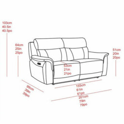 Xample Oscar Grey Leather Power Reclining Large 2 Seater Sofa With Power Headrests, Usb & Usb-C Charging, High Back Support - thumbnail 2