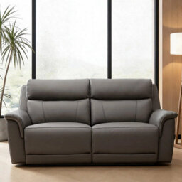 Xample Oscar Grey Leather Power Reclining Large 2 Seater Sofa With Power Headrests, Usb & Usb-C Charging, High Back Support - thumbnail 4