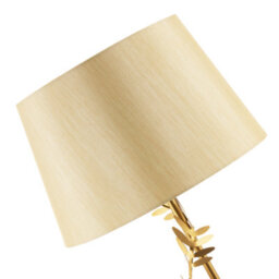 Happy Homewares Modern Satin Gold Table Lamp With Twisting Floral Decor And Linen Fabric Shade - thumbnail 2