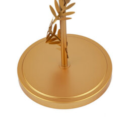 Happy Homewares Modern Satin Gold Table Lamp With Twisting Floral Decor And Linen Fabric Shade - thumbnail 3